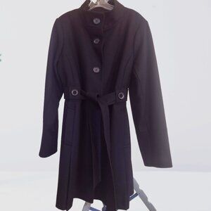 Centigrade Wool Blend Funnel Neck Coat with Belt Size L